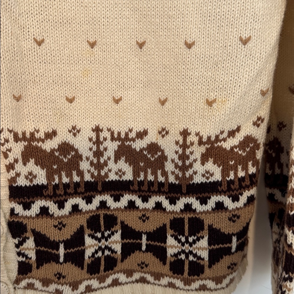 Designers Originals Studio Joy Vintage Cream Snowman Cardigan Sweater - Size M - Picture 3 of 7